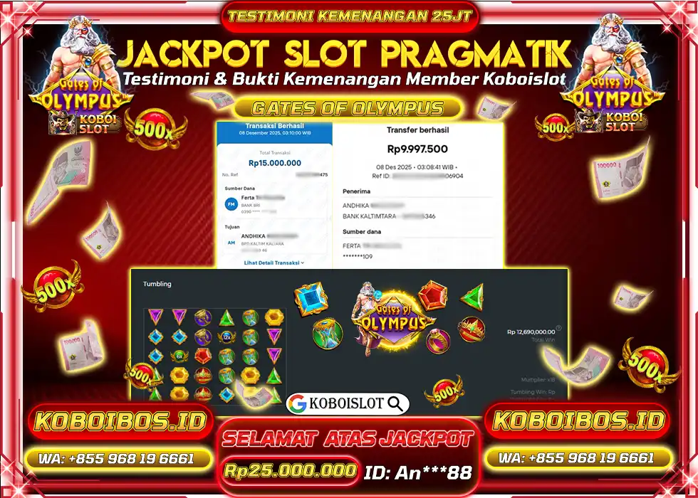 BUKTI KEMENANGAN SLOT GACOR GATES OF OLYMPUS Rp25.000.000,- LUNAS