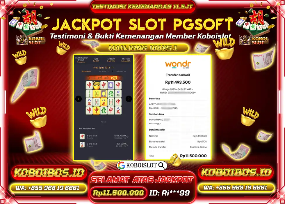 BUKTI KEMENANGAN SLOT GACOR MAHJONG WAYS 1 Rp11.500.000,- LUNAS