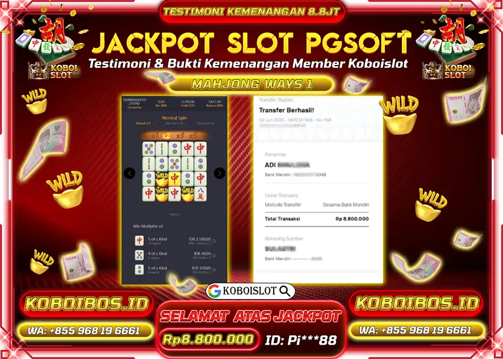 BUKTI KEMENANGAN SLOT GACOR MAHJONG WAYS 1 Rp8.800.000,- LUNAS