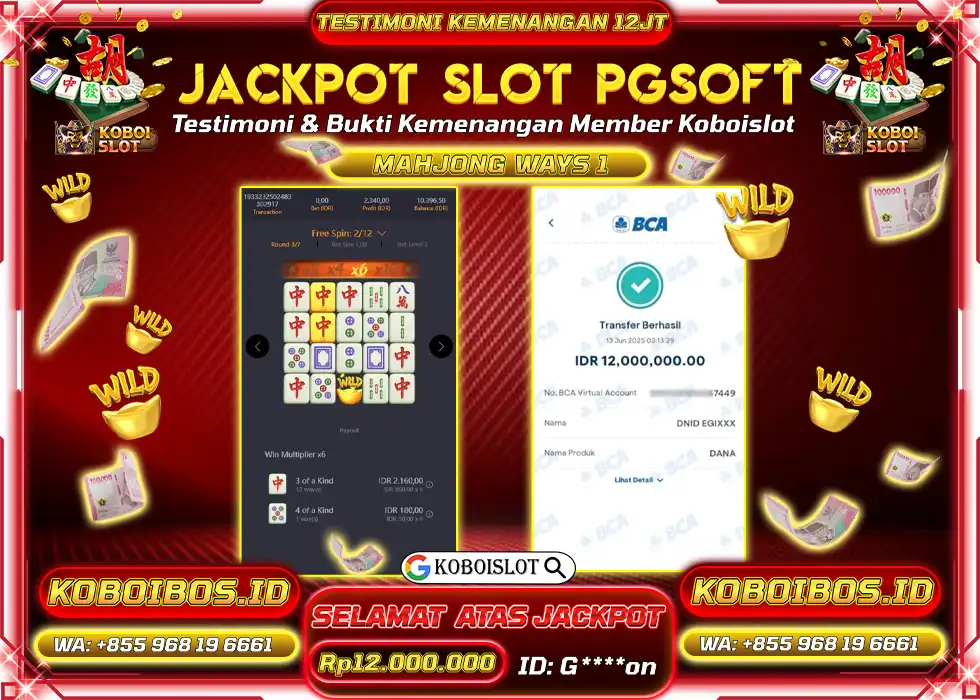 BUKTI KEMENANGAN SLOT GACOR MAHJONG WAYS 1 G*** Rp12.000.000,- LUNAS