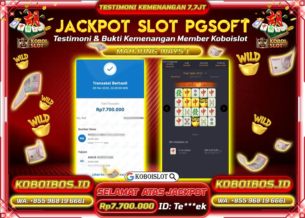 BUKTI KEMENANGAN SLOT GACOR MAHJONG WAYS 1 Rp7.700.000,- LUNAS