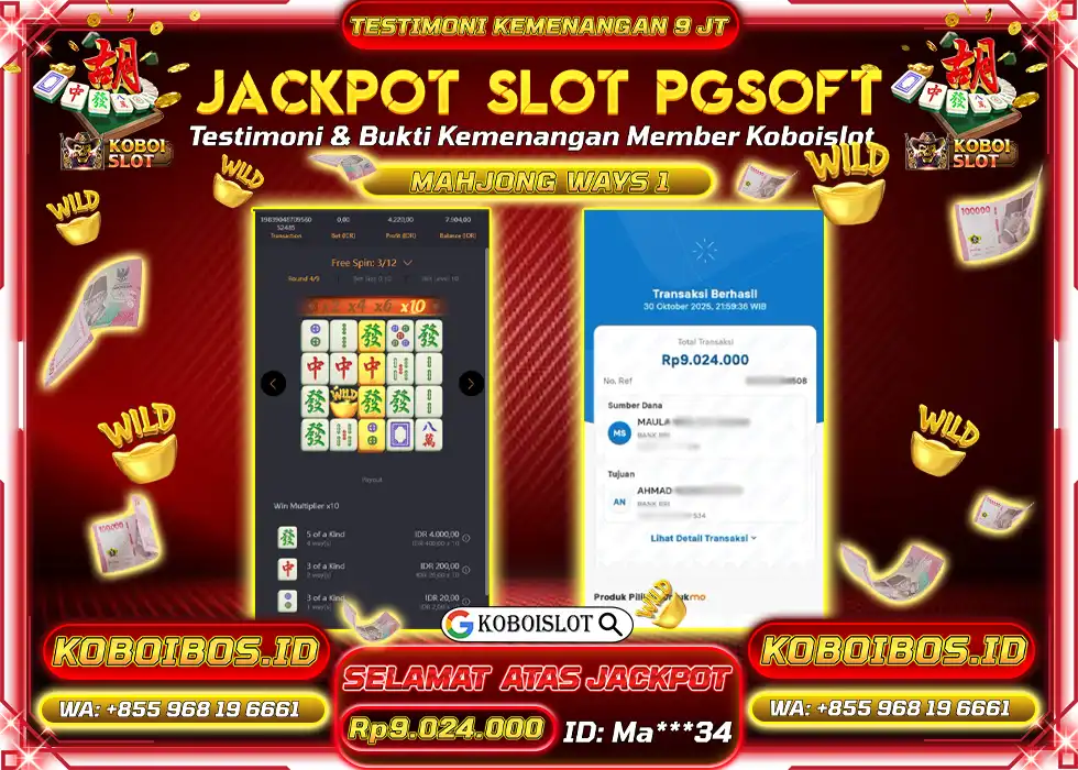 BUKTI KEMENANGAN SLOT GACOR MAHJONG WAYS 1 Rp9.024.000,- LUNAS