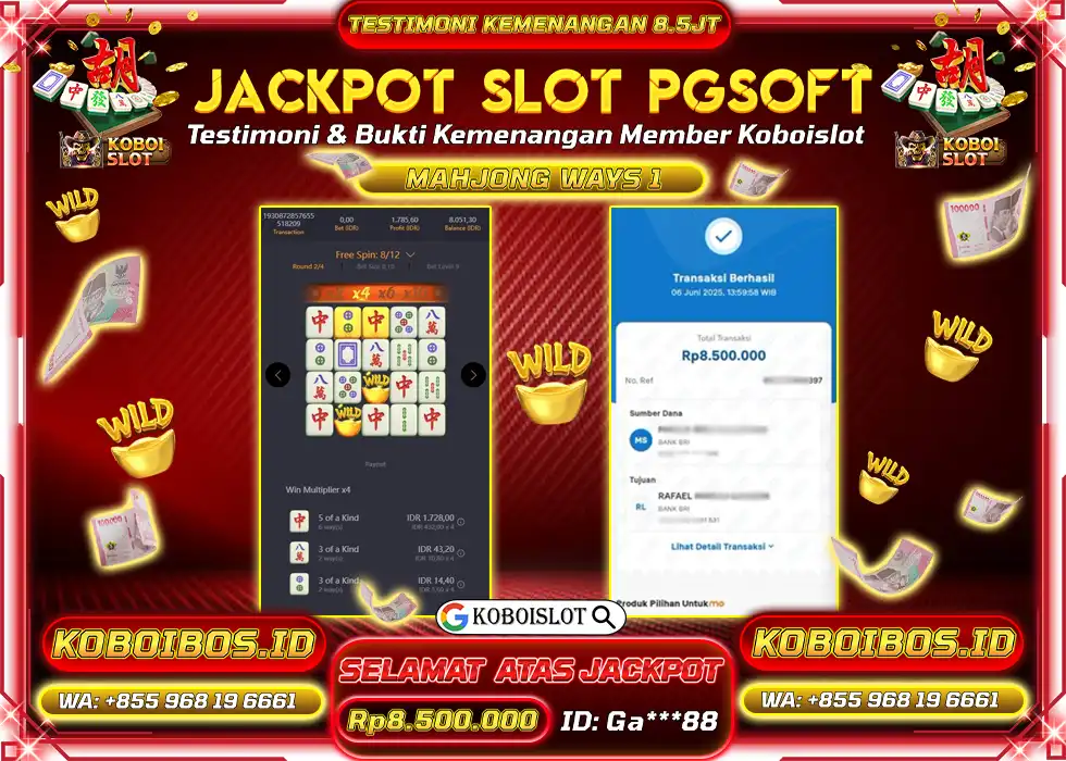 BUKTI KEMENANGAN SLOT GACOR MAHJONG WAYS 1 Rp8.500.000,- LUNAS