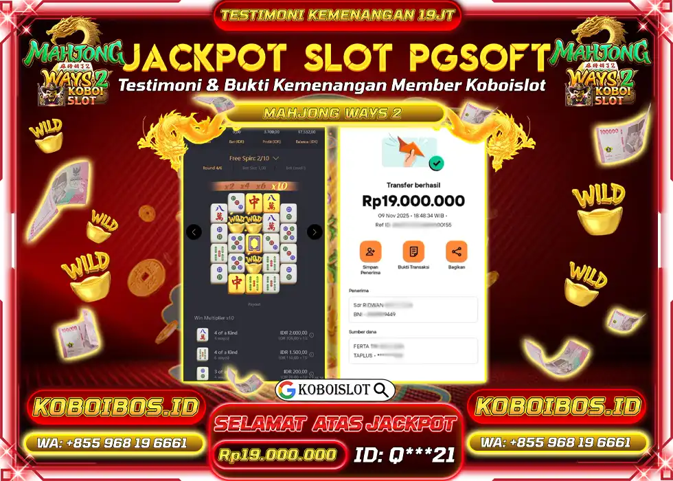 BUKTI KEMENANGAN SLOT GACOR MAHJONG WAYS 2 Rp19.000.000,- LUNAS