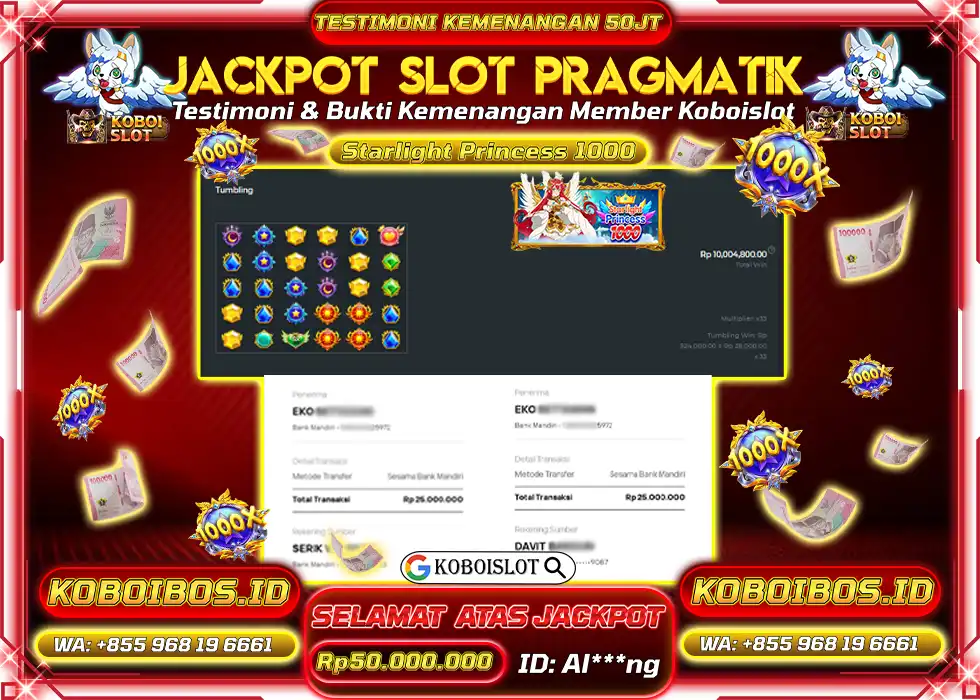 BUKTI KEMENANGAN SLOT GACOR STARLIGHT PRINCESS 1000 Rp50.000.000,- LUNAS